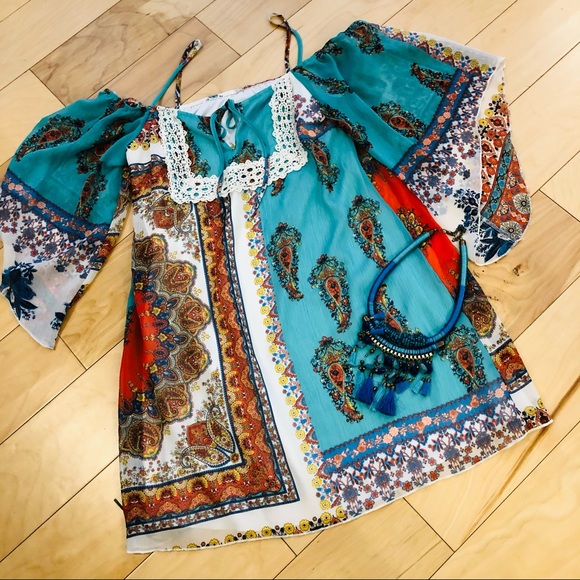 Teeze Me Tops - Boho TeezeMe M Top Cold Shoulder LN
